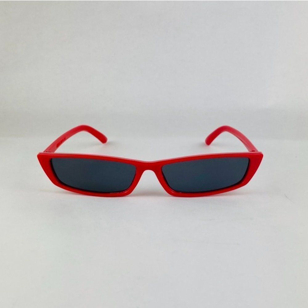 slim rectangle black frame sunglasses - Picture 2 of 4